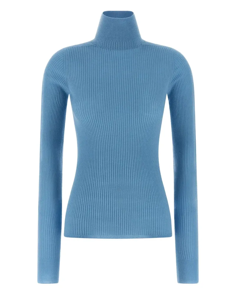 SPORTMAX ribbed-knit turtleneck top - Blau Blau