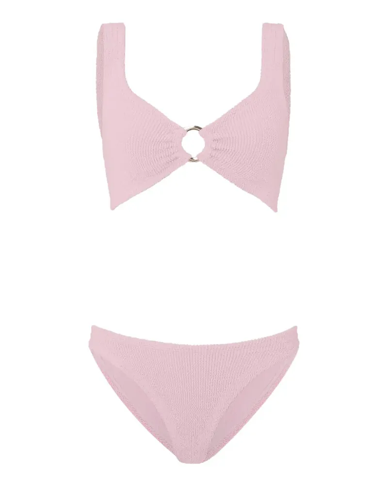 Hunza G Julia ring-detail crinkle-effect bikini - Rosa Rosa