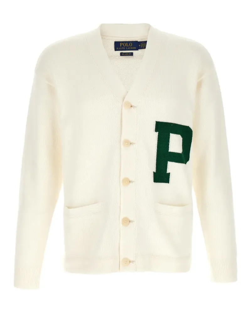 Ralph Lauren letter-intarsia knitted cardigan - Nude Nude