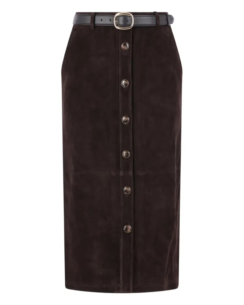 Self-Portrait button belted skirt - Braun Braun