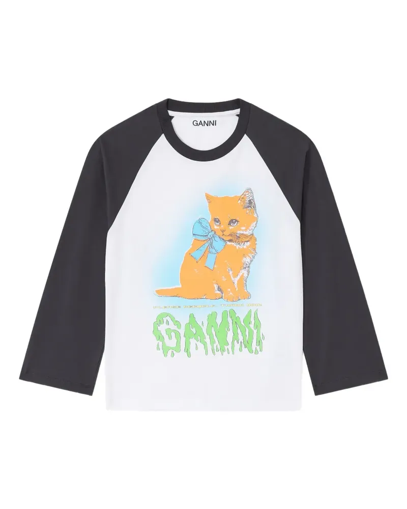Ganni Baseballkappe mit Kitty-Print - Weiß Weiß