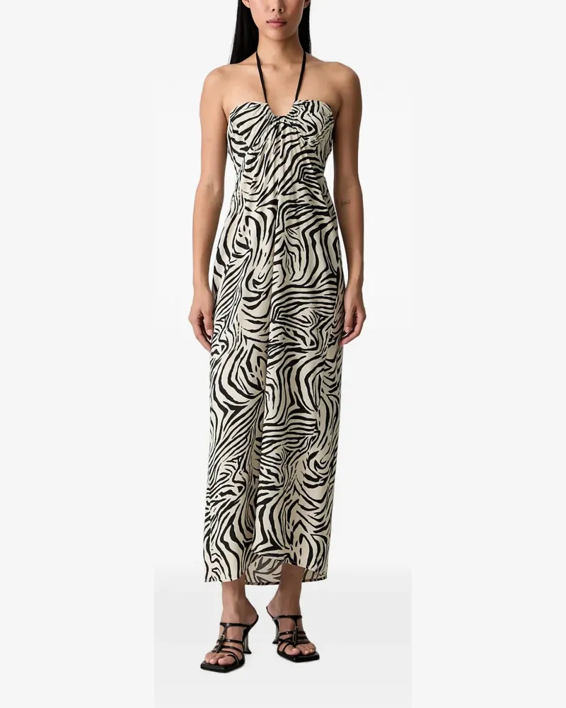 VICOLO zebra-print halterneck maxi dress - Nude Nude