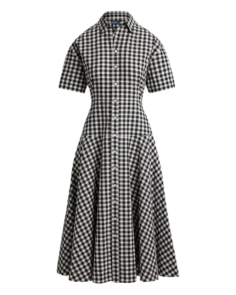 Ralph Lauren Midi-Hemdkleid mit Vichy-Karo - Schwarz Schwarz