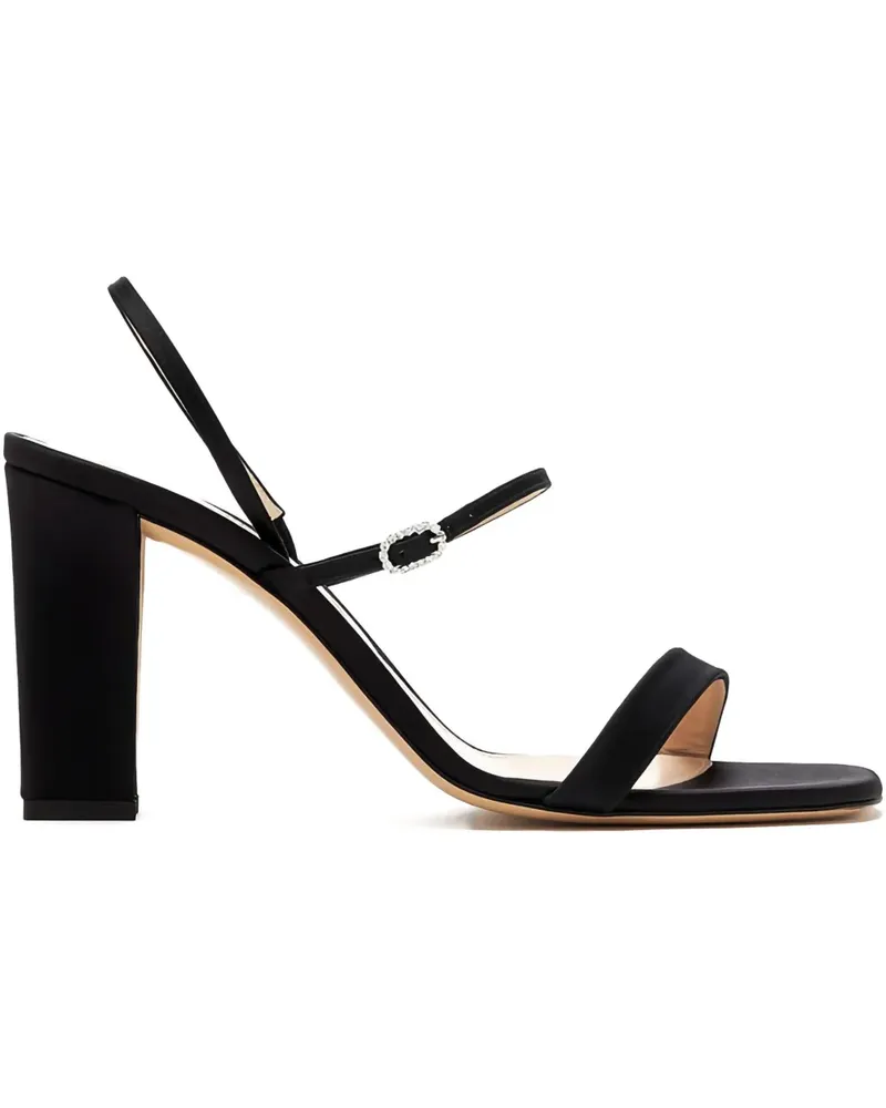 Andrea Wazen Hally Block Sandalen mit Kristallschnalle 85mm - Schwarz Schwarz