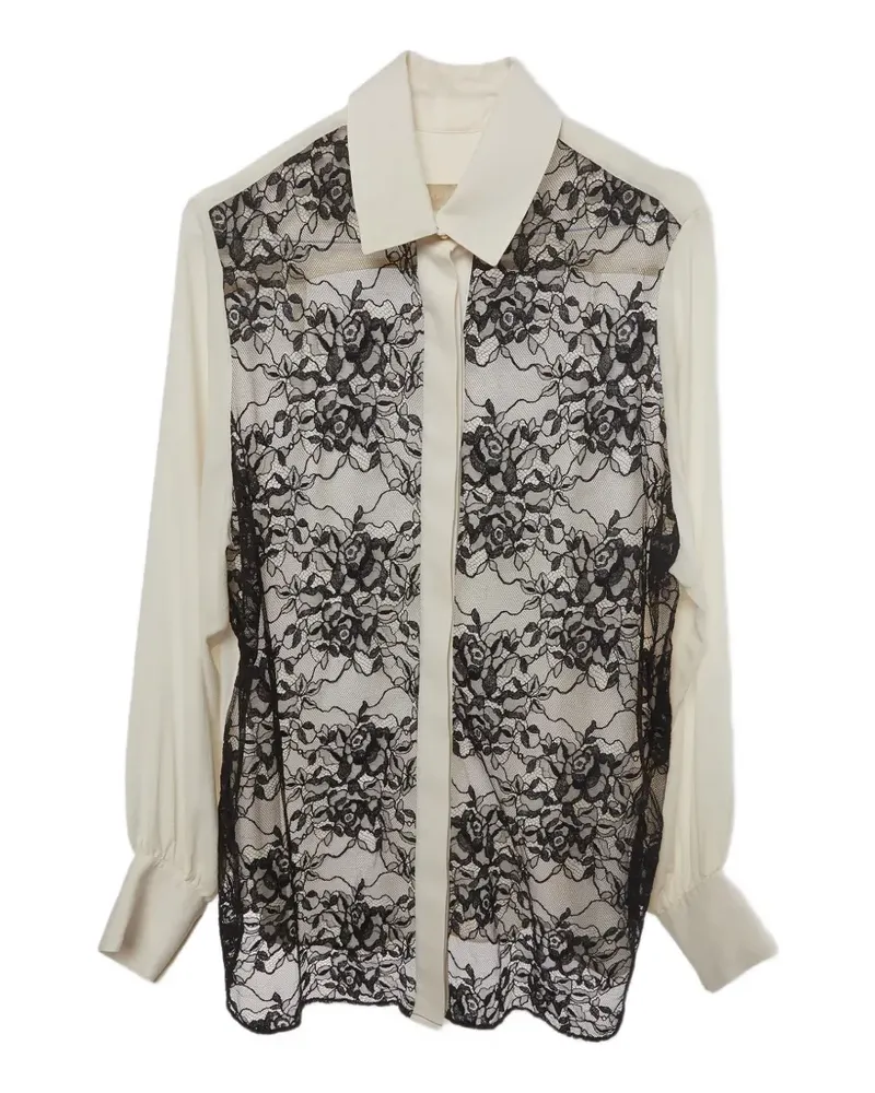 Elie Saab lace-paneled crepe shirt - Weiß Weiß