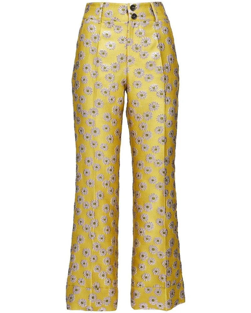 La DoubleJ Ausgestellte Hose mit Stickerei - Gelb Gelb