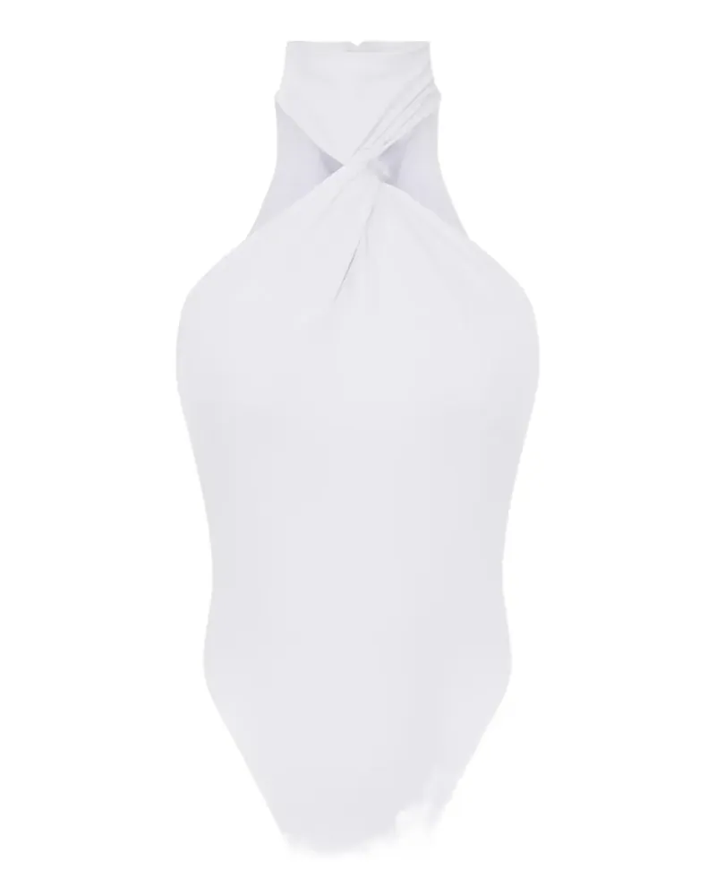 Elisabetta Franchi twisted-neckline crêpe-jersey bodysuit - Weiß Weiß