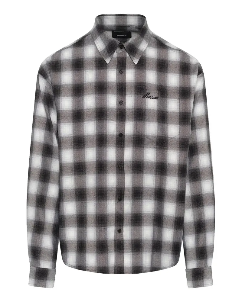 WE 11 DONE checkered-pattern graphic-print shirt - Schwarz Schwarz