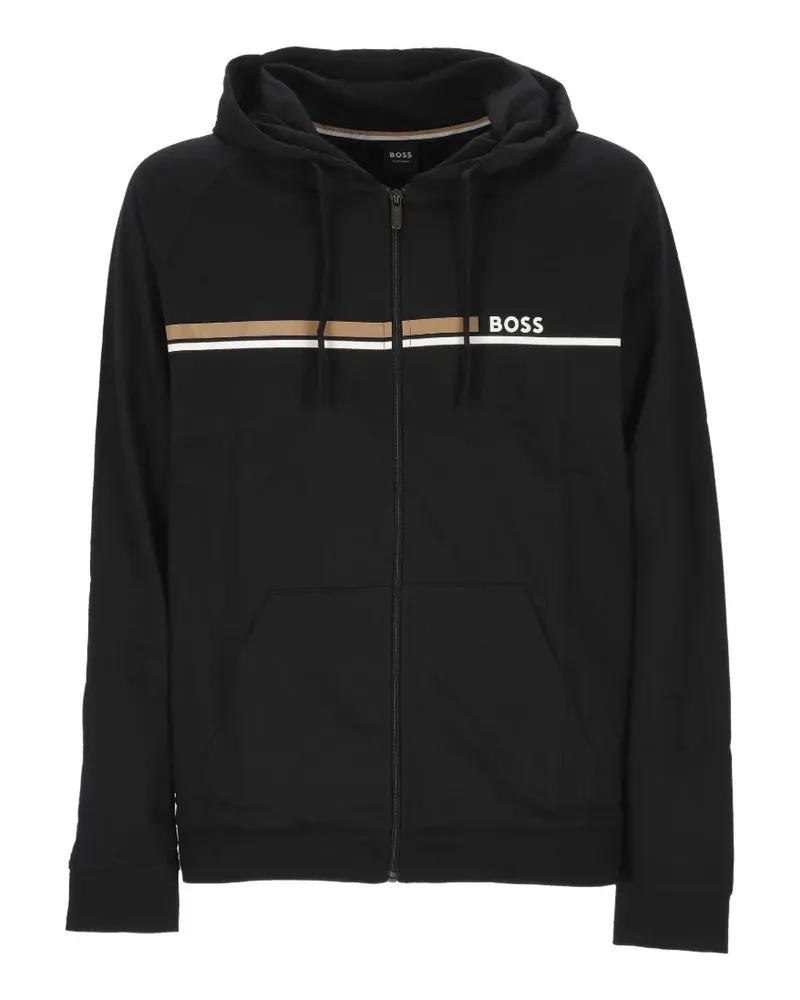 HUGO BOSS Kapuzenjacke mit Logo-Print - Schwarz Schwarz