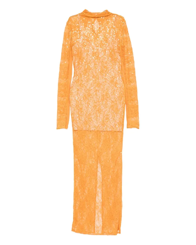 Patrizia Pepe Midikleid mit Pailletten - Orange Orange