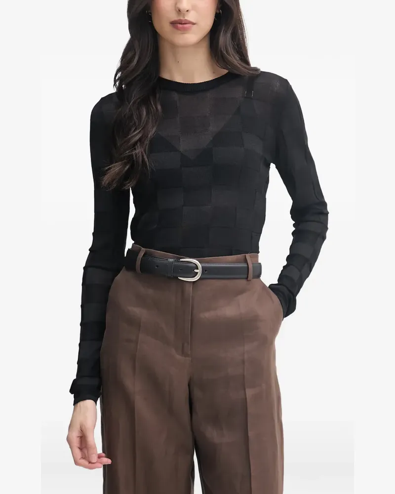 Sisley Pullover mit Schachbrettmuster - Schwarz Schwarz