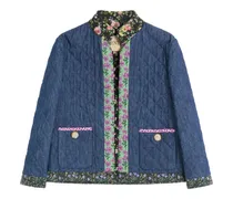 Gesteppter Cardigan mit Blumen - Blau