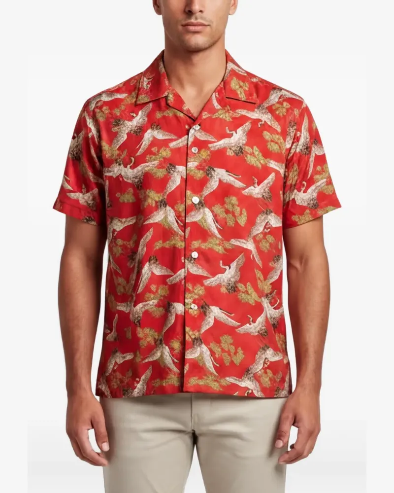 Amiri crane-print silk shirt - Rot Rot
