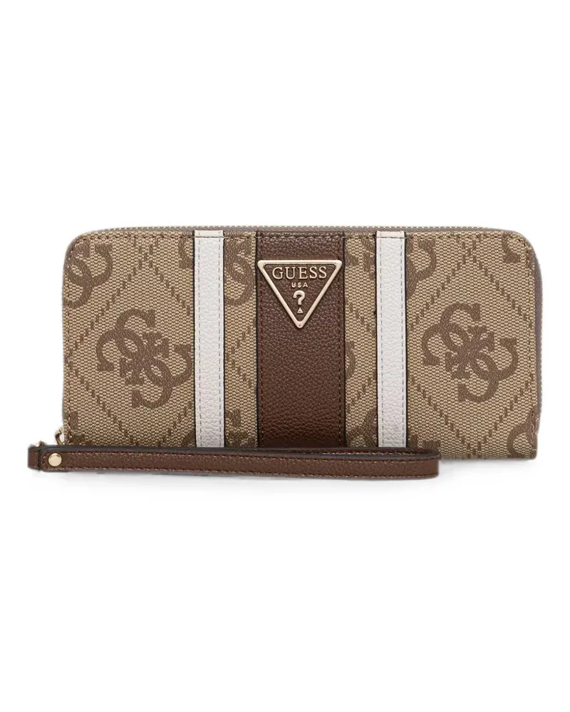 Guess Gestreiftes Laurel Portemonnaie mit Logo - Nude Nude