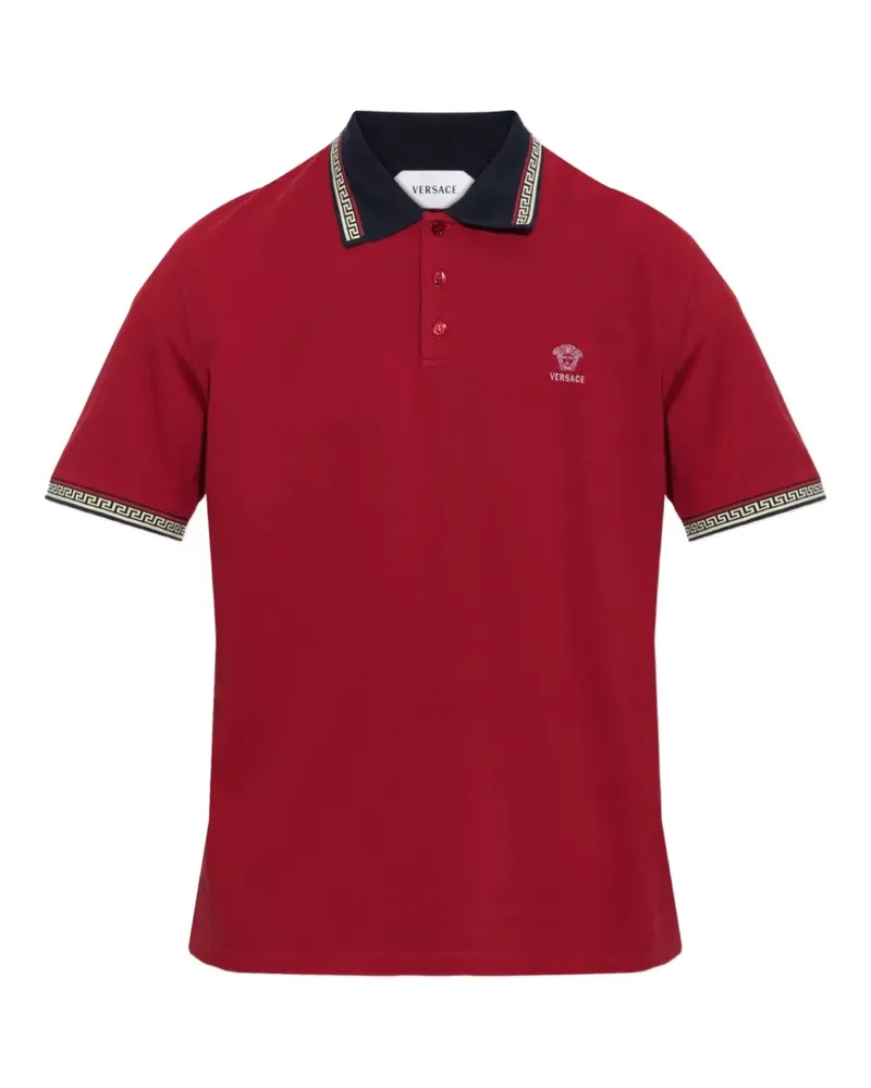 Versace Greca-trim embroidered polo shirt - Rot Rot