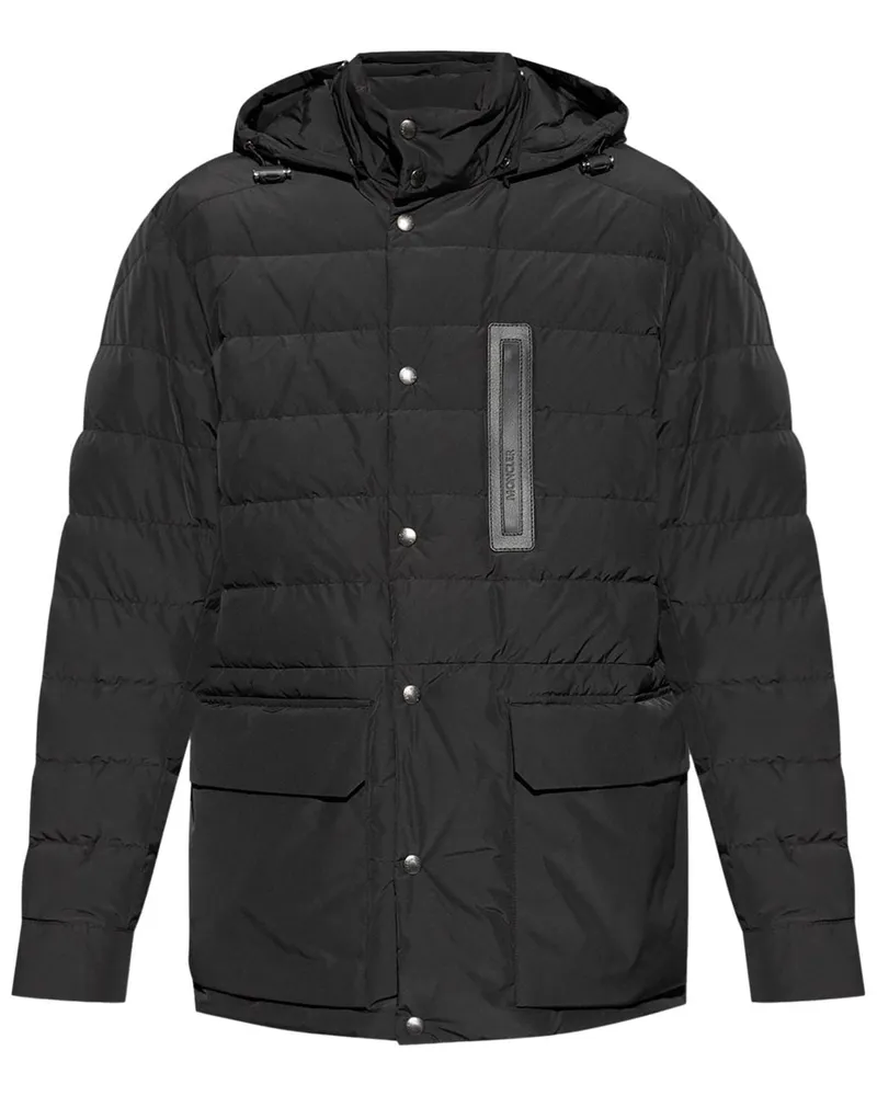 Moncler Gefütterter Mantel mit Logo-Applikation - Schwarz Schwarz