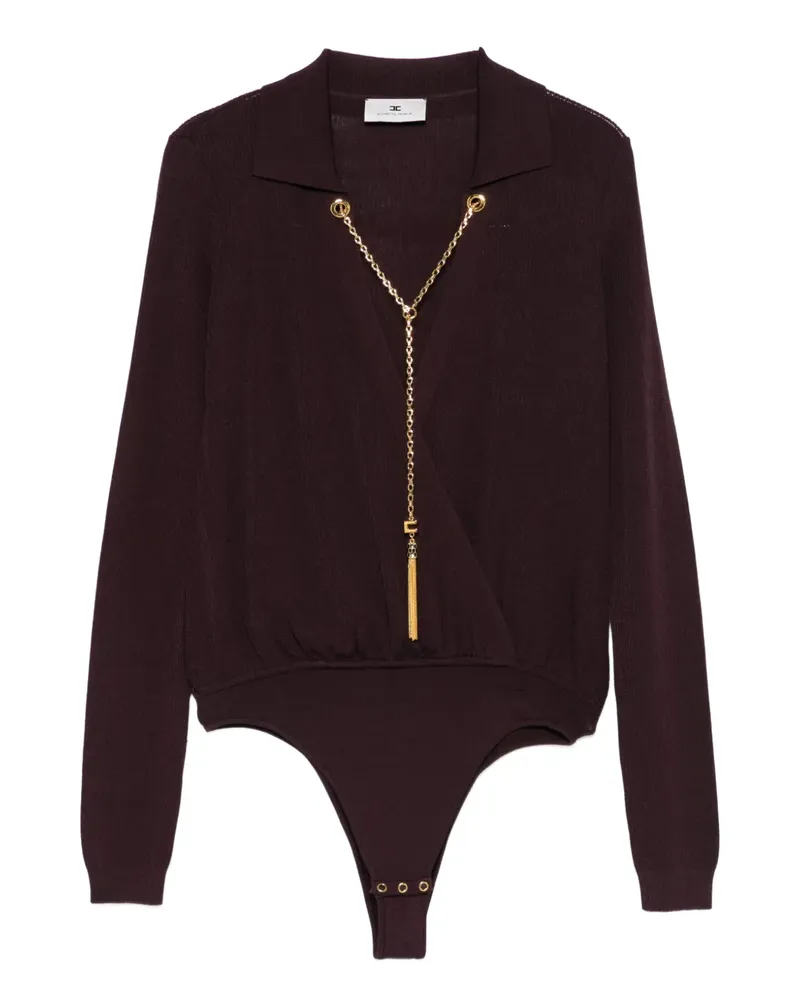 Elisabetta Franchi Gerippter Body im Wickelstil - Rot Rot