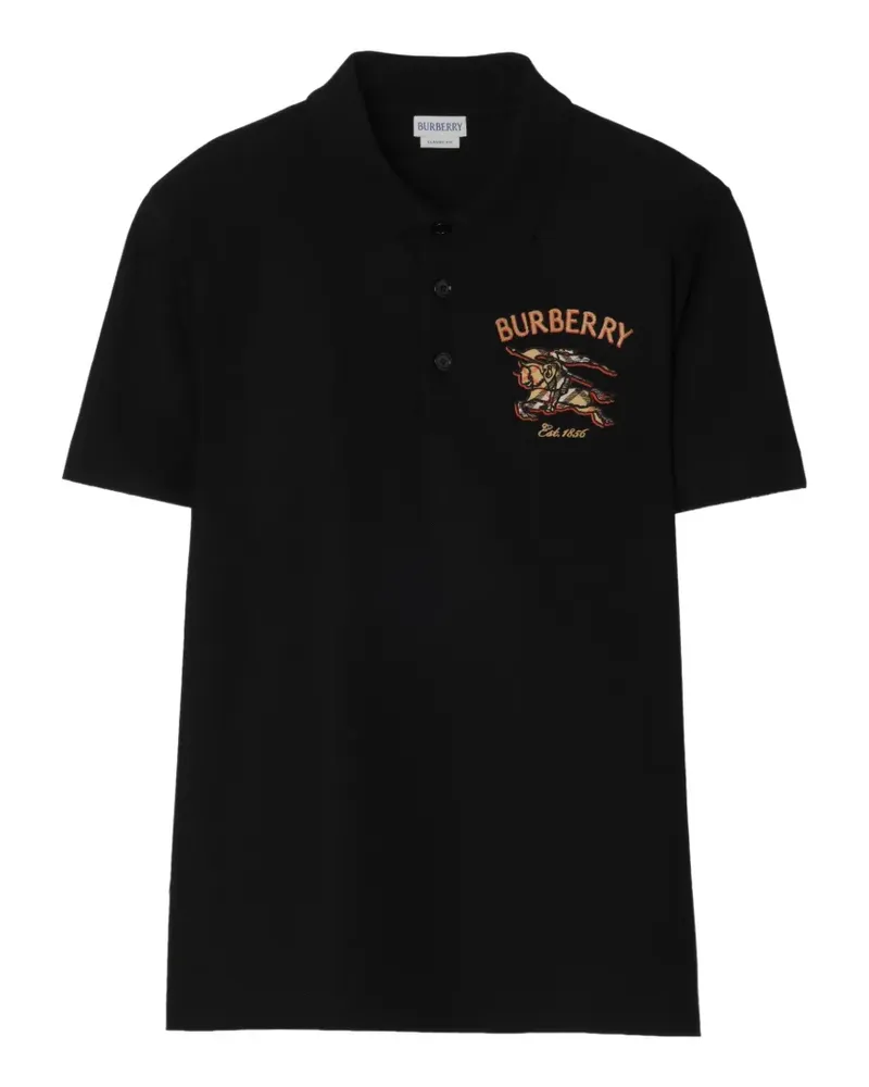 Burberry Poloshirt mit Knight Check - Schwarz Schwarz