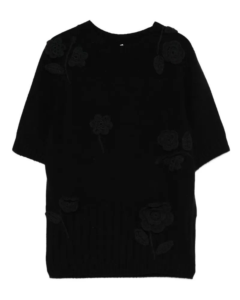 Liviana Conti Strickpullover mit Blumendetail - Schwarz Schwarz