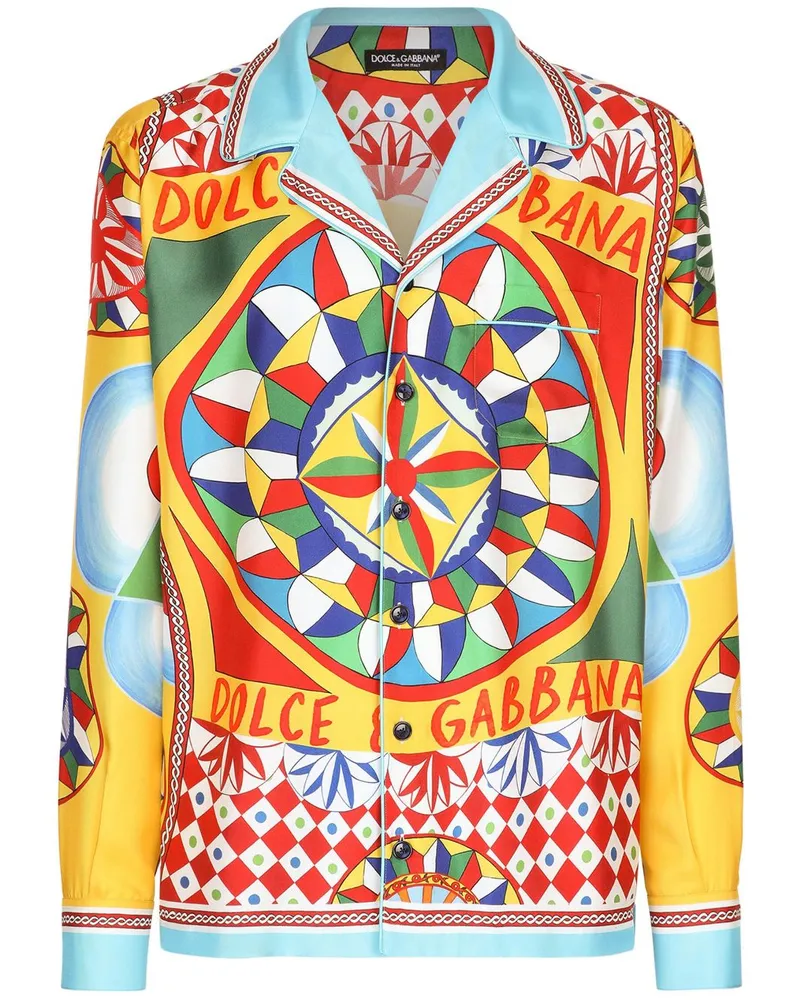 Dolce & Gabbana Seidenhemd mit Carretto-Print - Gelb Gelb