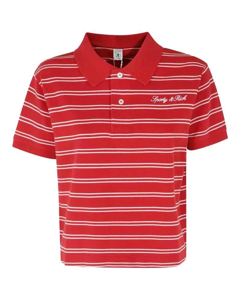 SPORTY & RICH logo-embroidered polo top - Rot Rot
