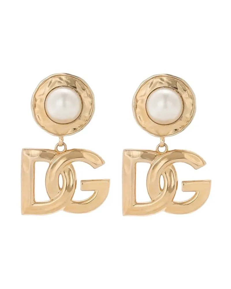 Dolce & Gabbana Ohrringe mit Logo-Anhänger - Gold Gold