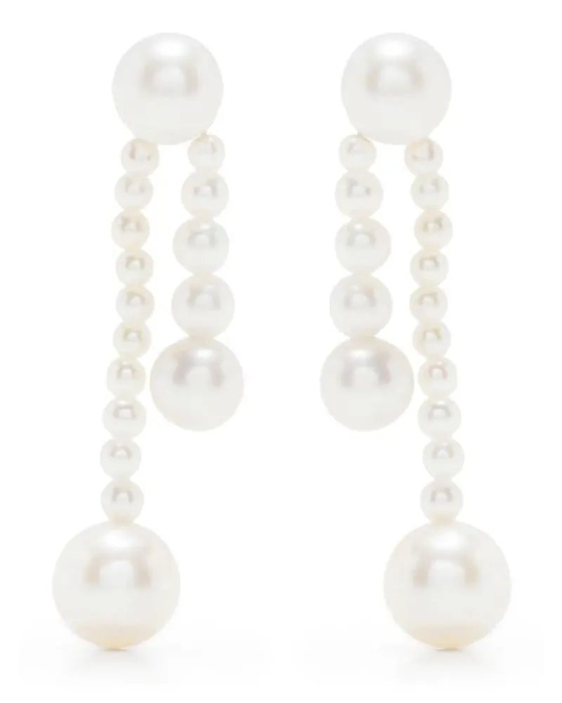 Sophie Bille Brahe 14kt Ruban de Perle Goldohrringe Weiß