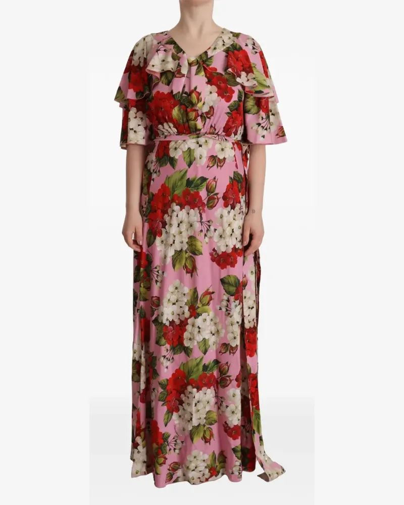 Dolce & Gabbana floral-print ruffled maxi dress - Rosa Rosa