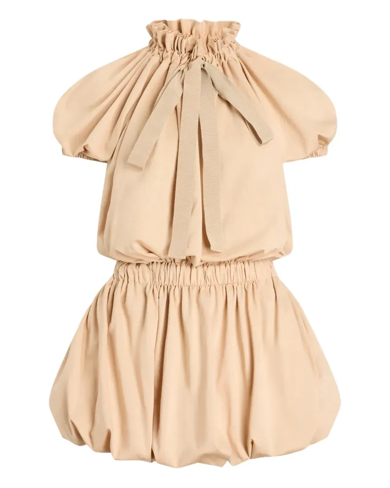 Patou volume-ruffled mini dress - Nude Nude