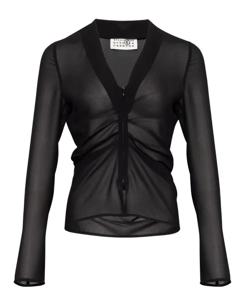 Maison Margiela gathered chiffon V-neck top - Schwarz Schwarz