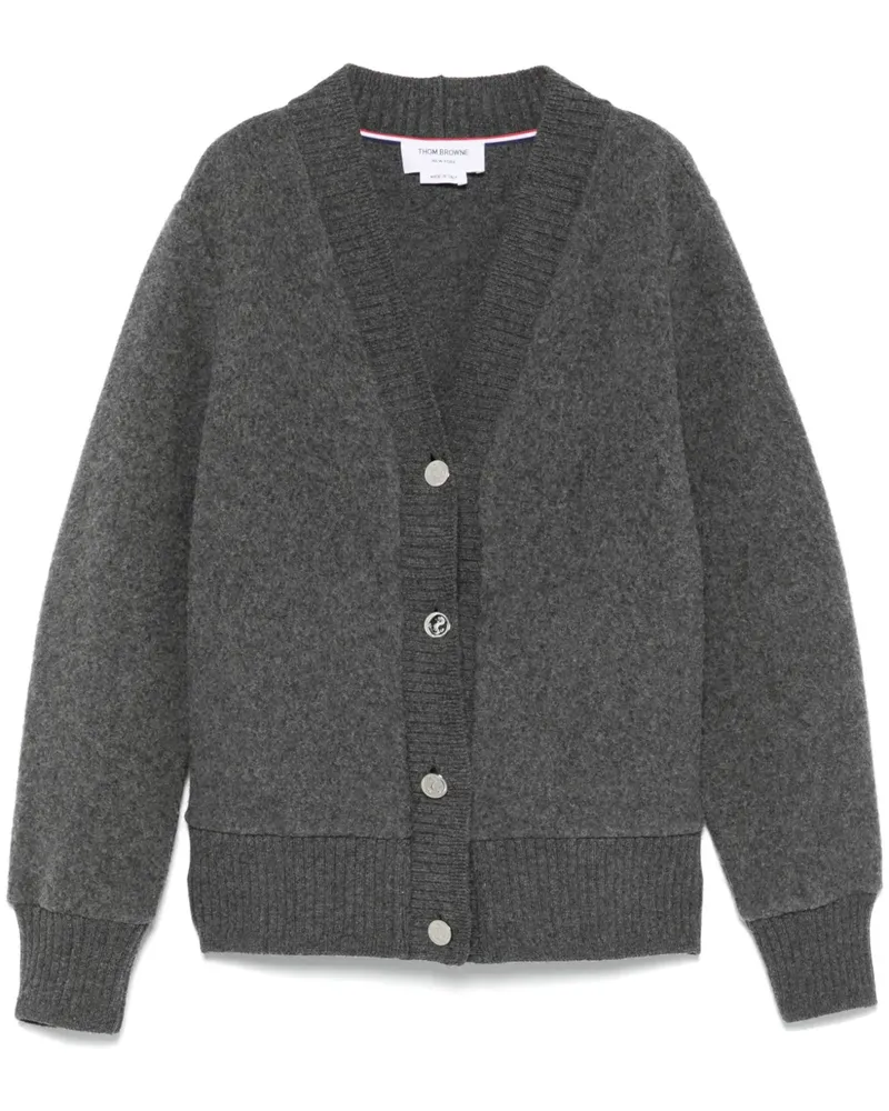 Thom Browne Fleece-Cardigan mit V-Ausschnitt - Grau Grau