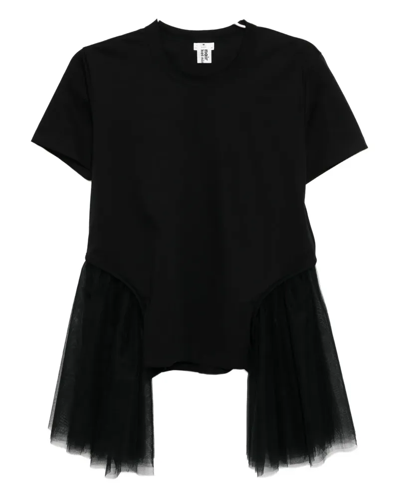 Noir Kei Ninomiya tulle-sleeved T-shirt - Schwarz Schwarz