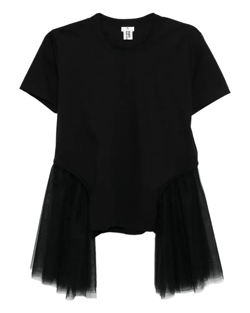 Noir Kei Ninomiya T-Shirt mit Tüllärmeln - Schwarz Schwarz