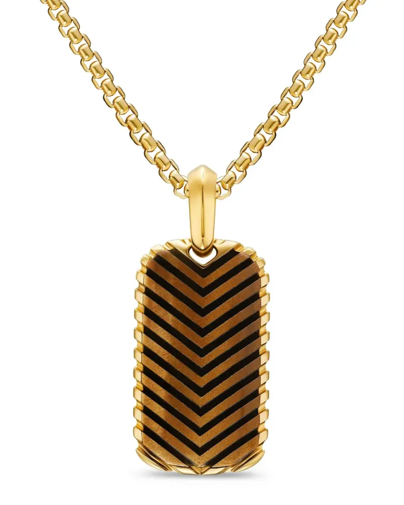 David Yurman 18kt Gelbgoldanhänger mit Chevron-Detail aus Tigerauge Gold