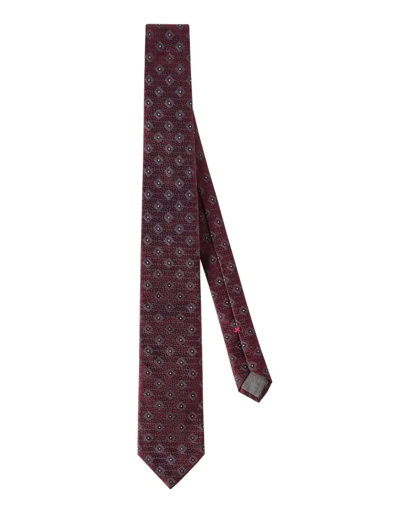Brunello Cucinelli Seidenkrawatte mit geometrischem Muster - Rot Rot