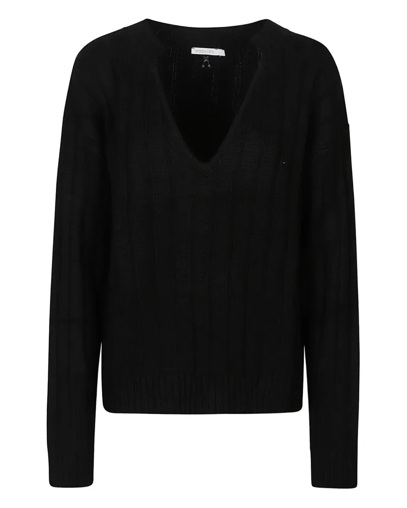 Patrizia Pepe V-neck ribbed sweater - Schwarz Schwarz