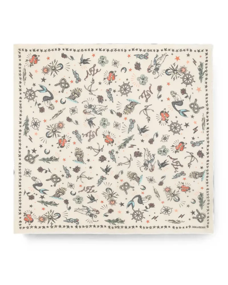 Zadig & Voltaire Kerry tattoo scarf 135 - Nude Nude