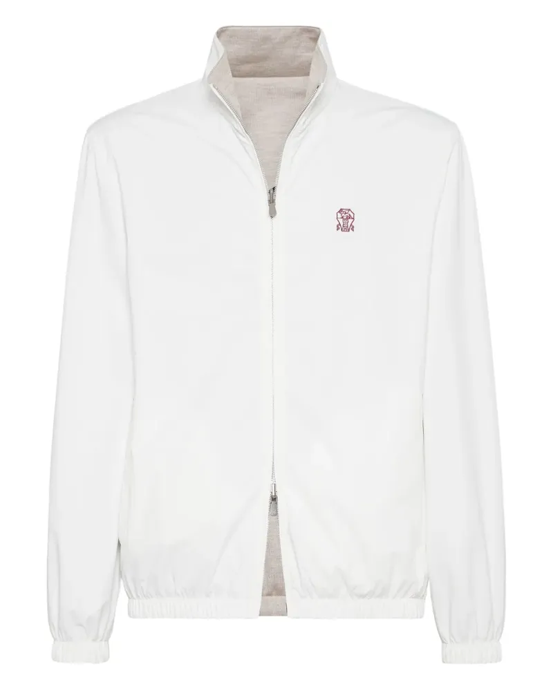 Brunello Cucinelli Jacke mit Logo-Stickerei - Weiß Weiß