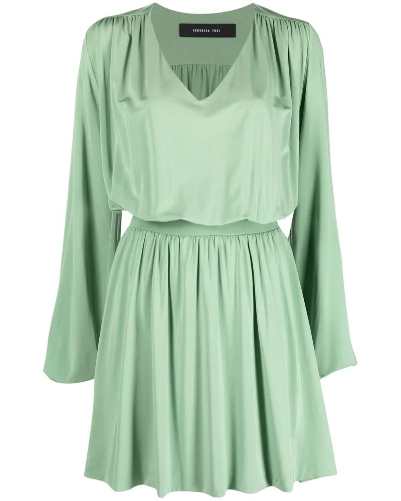 Federica Tosi Kleid mit V-Ausschnitt Grün