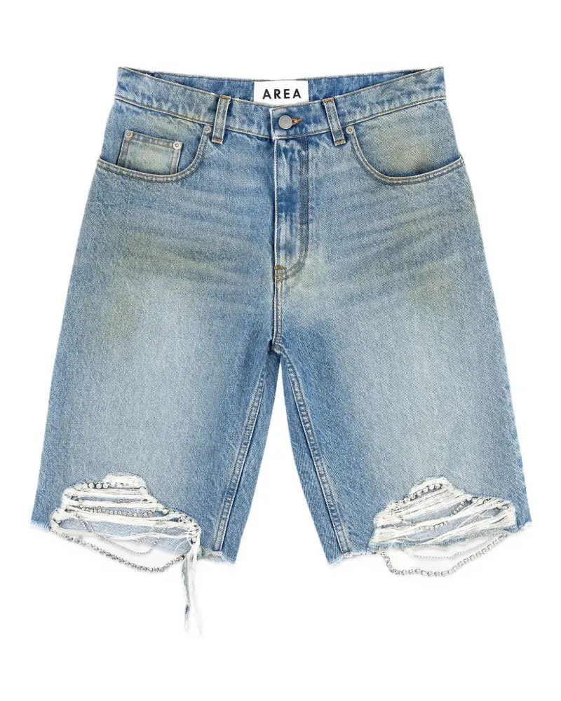 Area crystal-embellished frayed shorts - Blau Blau