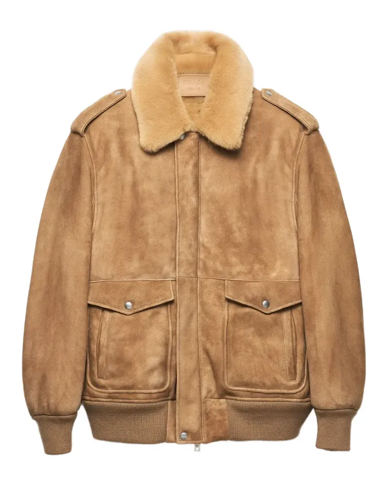 Prada suede bomber jacket - Braun Braun