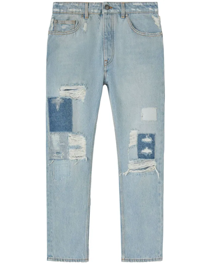 Palm Angels Gerade Jeans im Distressed-Look Blau