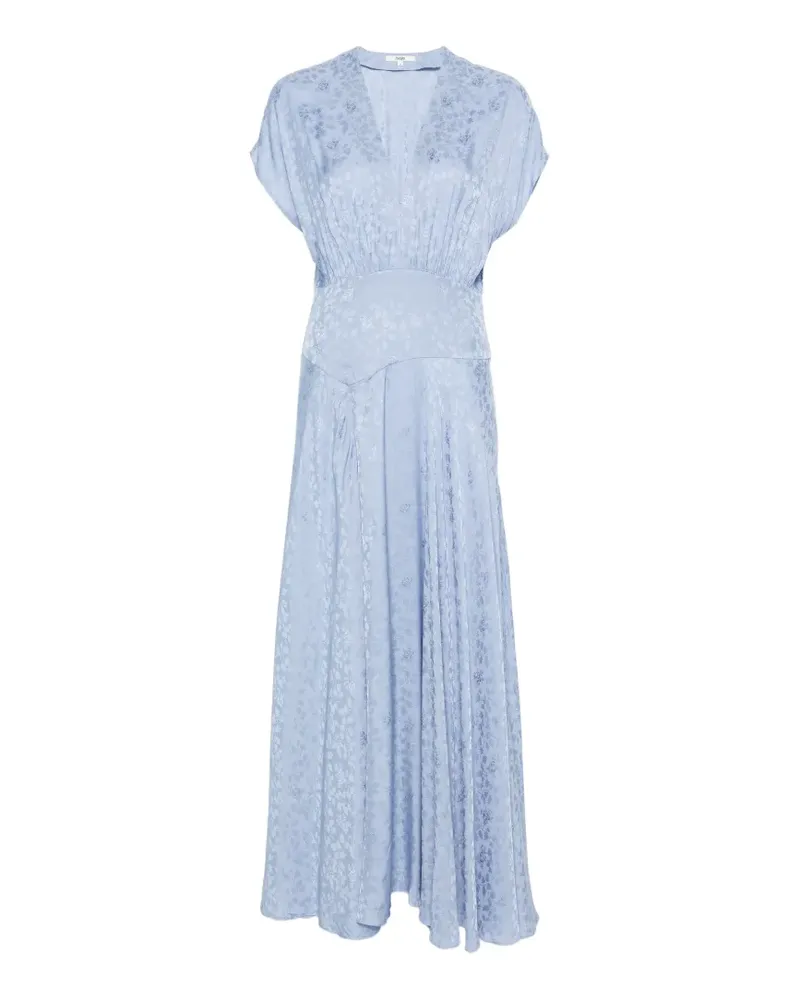 Maje floral-jacquard V-neck maxi dress - Blau Blau