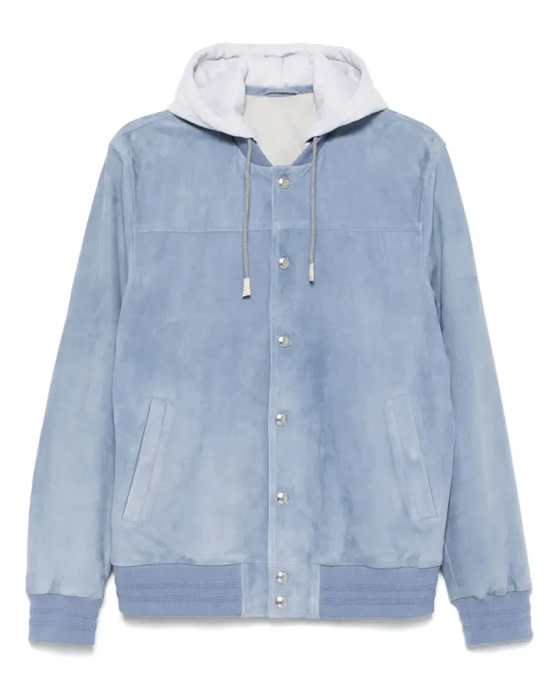 Eleventy Bomberjacke aus Leder - Blau Blau