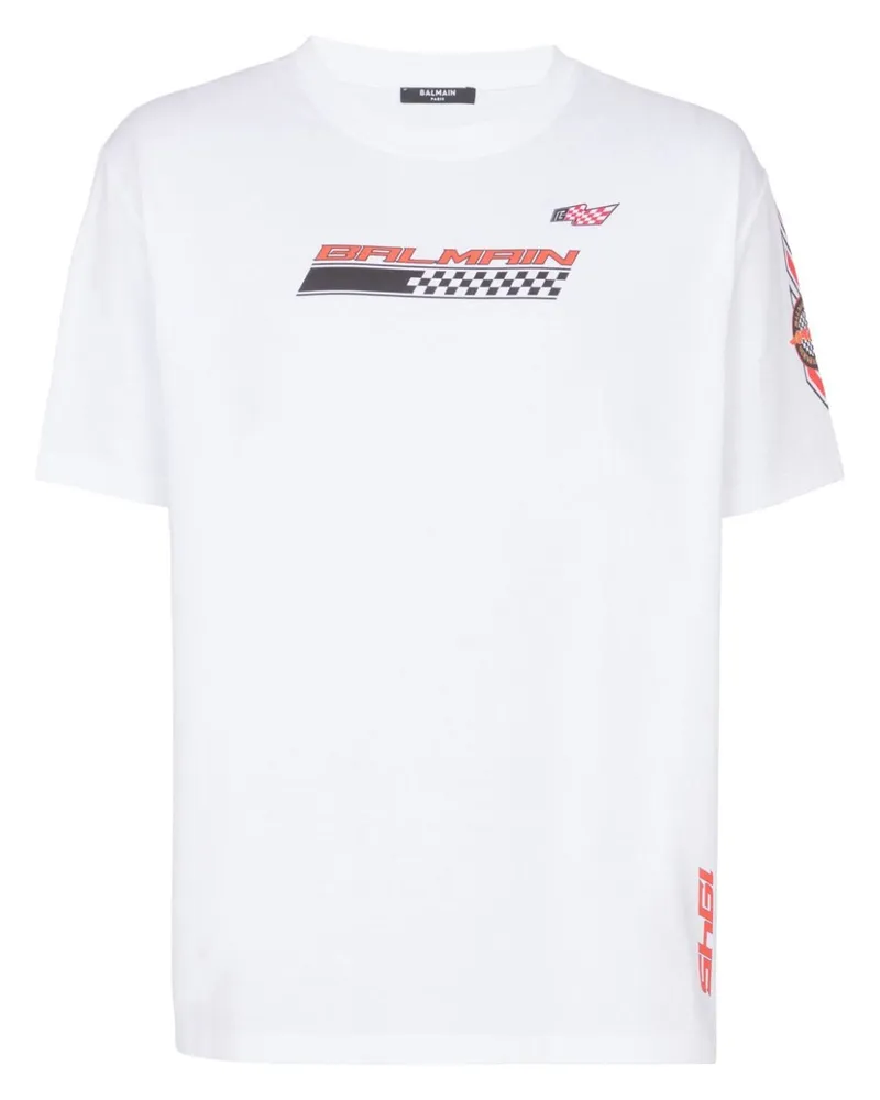 Balmain Racing T-Shirt - Weiß Weiß