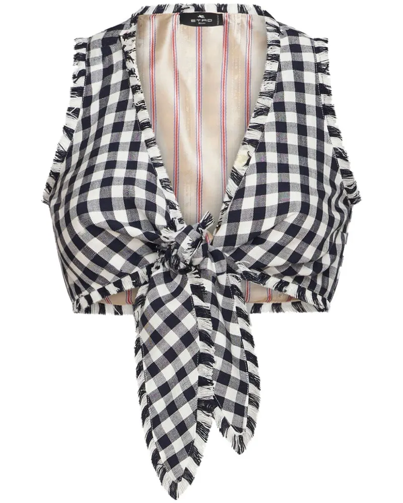 Etro Cropped-Top mit Vichy-Karomuster - Schwarz Schwarz