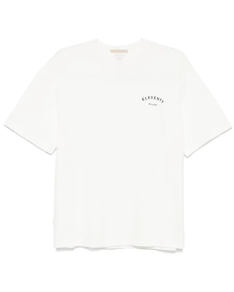 Eleventy T-Shirt mit Logo-Print - Weiß Weiß