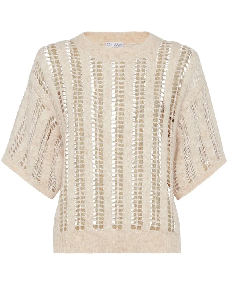 Brunello Cucinelli Pullover mit Lochstrickmuster - Nude Nude