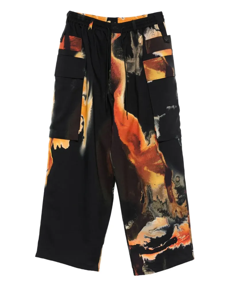Y-3 Cargohose mit abstraktem Print - Schwarz Schwarz