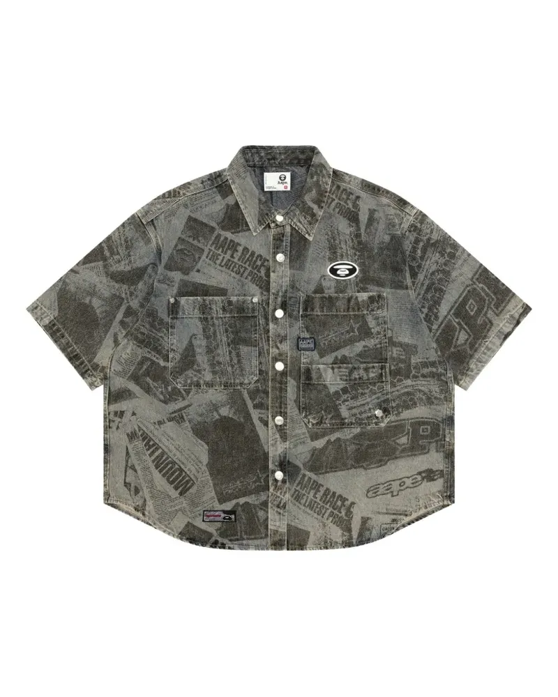 BAPE T-Shirt mit Moonface-Print - Blau Blau